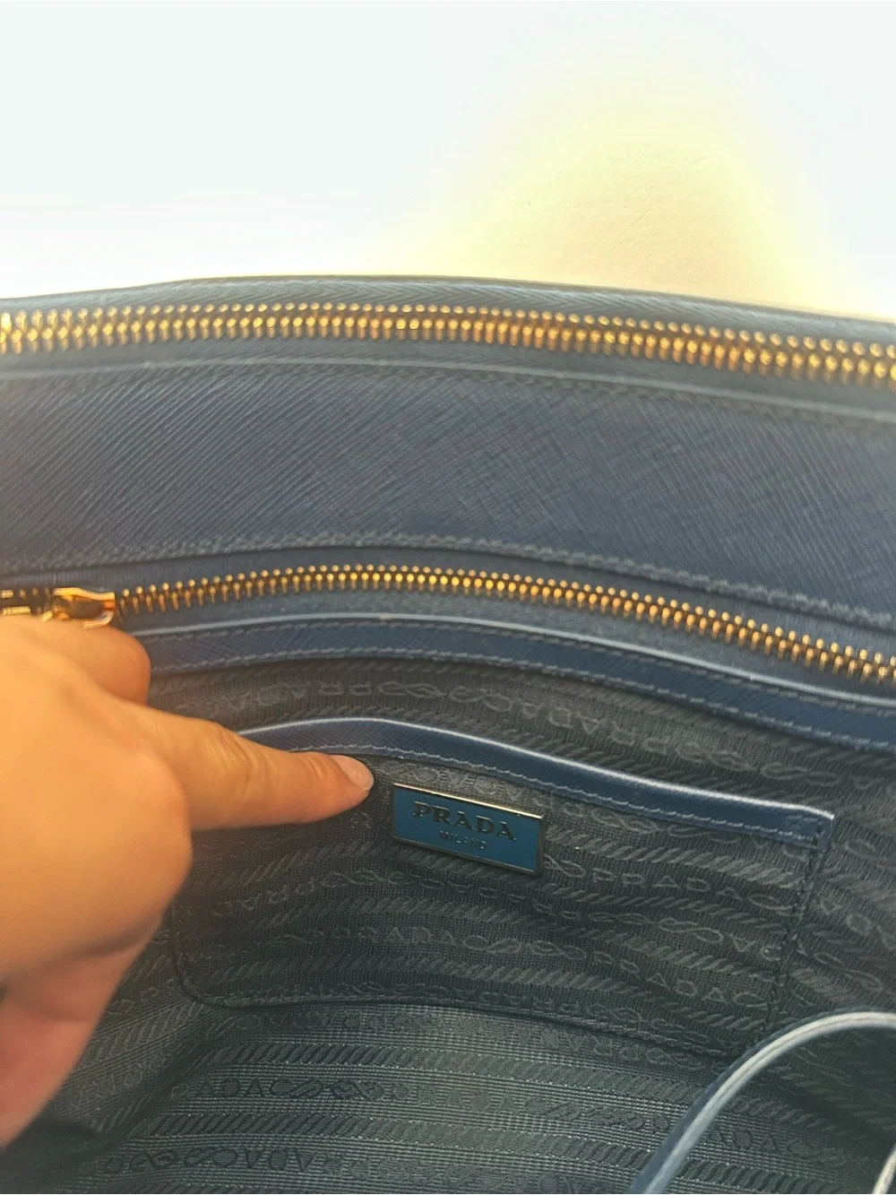 Prada Double Zip Lux Tote Saffiano Leather Medium